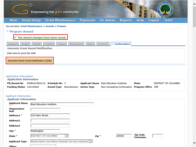 Screen image of this step
