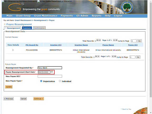 Screen image of this step