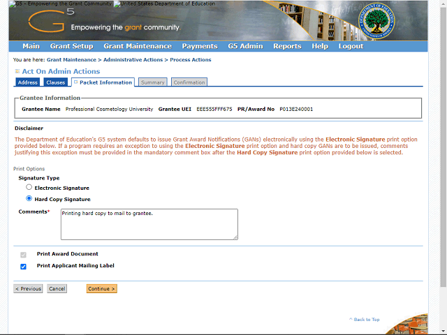 Screen image of this step