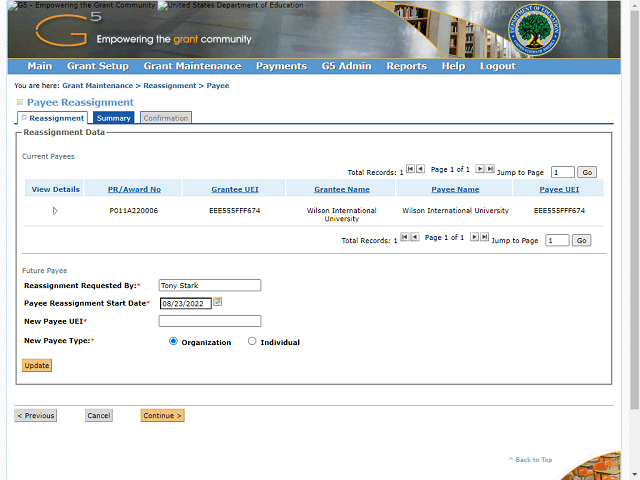 Screen image of this step