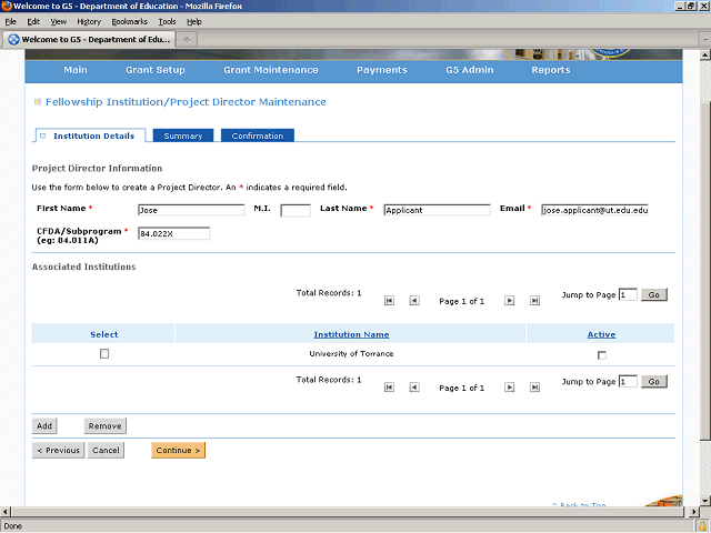 Screen image of this step