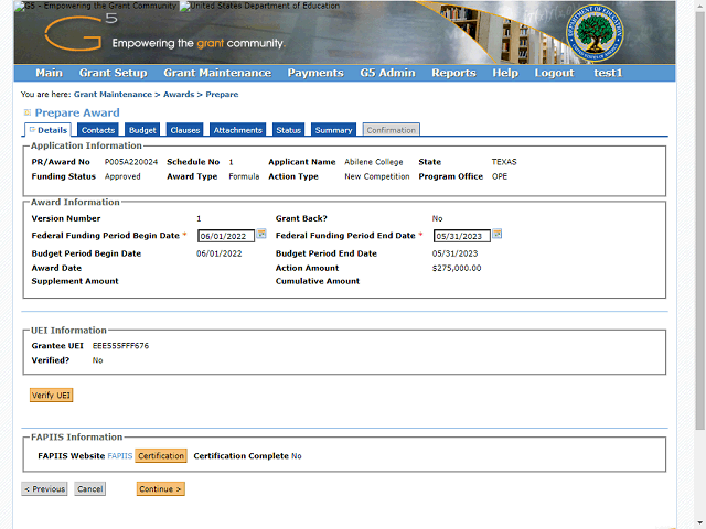 Screen image of this step
