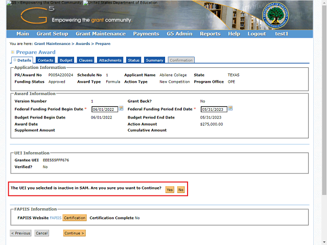 Screen image of this step