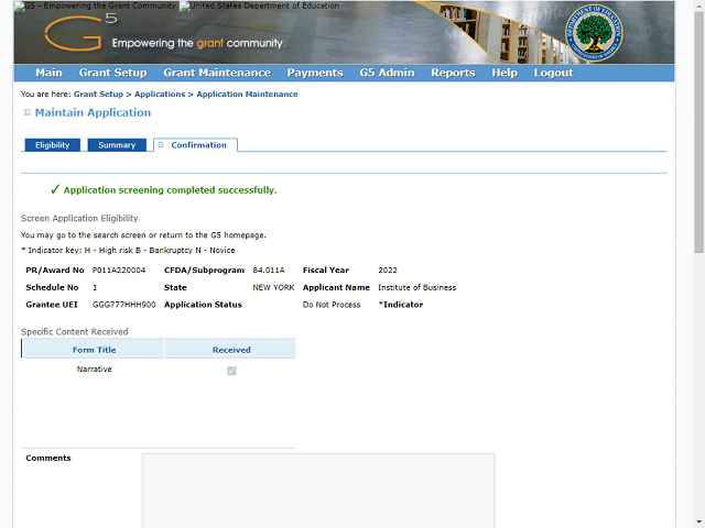 Screen image of this step