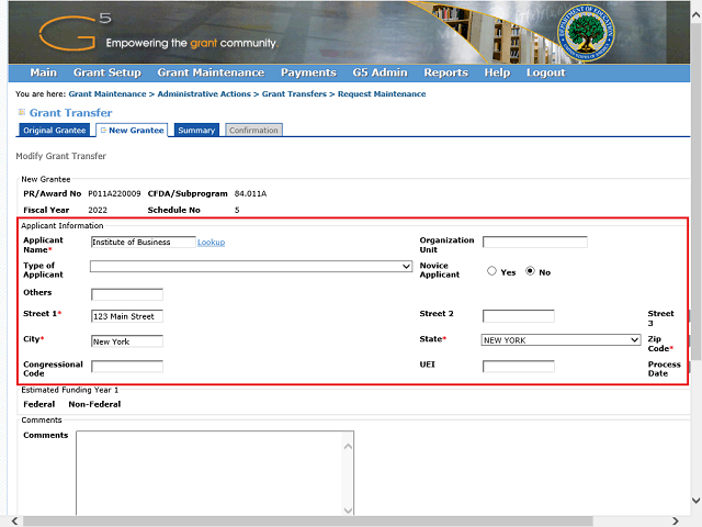 Screen image of this step
