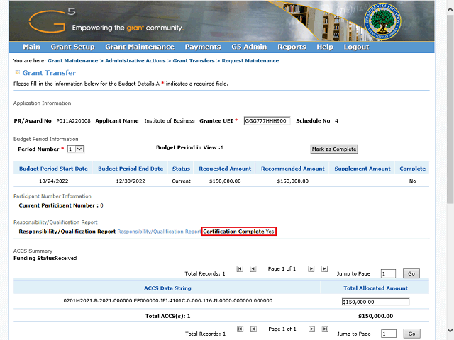 Screen image of this step