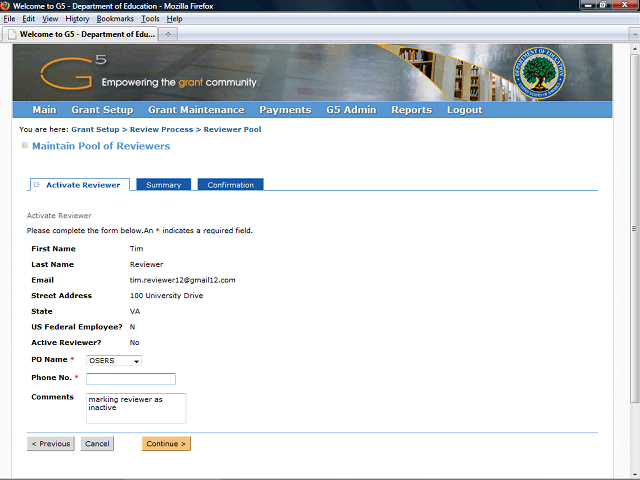 Screen image of this step