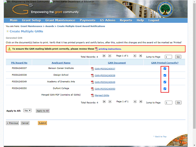Screen image of this step